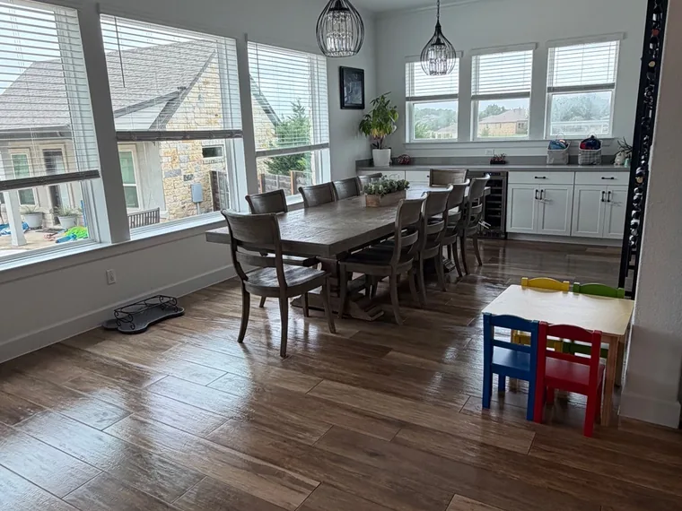 Family home dining area after a final builder clean