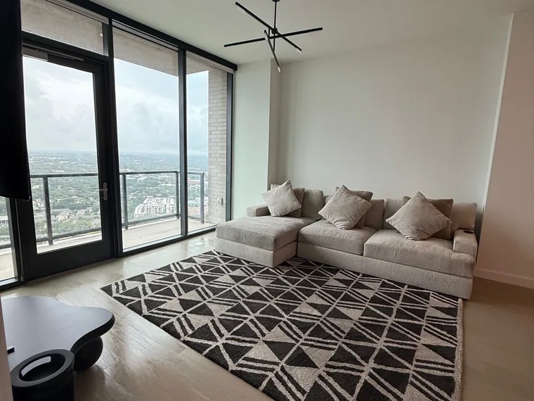 Downtown condo living room after post-construction clean